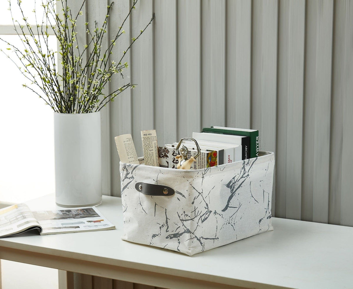 Large Water Resistant Storage Bin, 15-in x 11-in x 9.5-in, 6-pk, Black Pattern