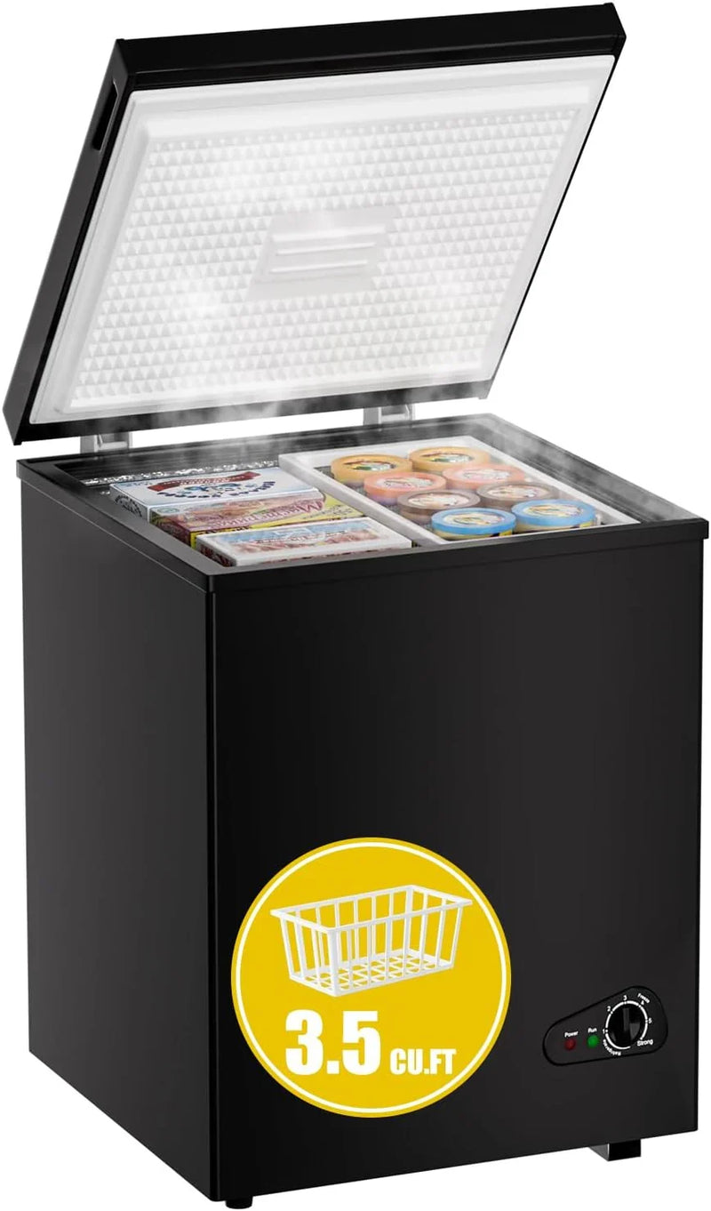 7.0 Cu Ft Chest Freezer - Energy Efficient & Quiet Mini Freezer with Adjustable Thermostat - Compact Deep Freezer for Home, Apartment, and Garage - Removable Basket & Defrost Drain I0374