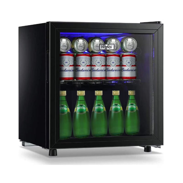 62-Can Beverage Cooler and Refrigerator, Small Mini Fridge for Home, Office or Bar with Glass Door and Adjustable Removable Shelves Perfect for... R0291