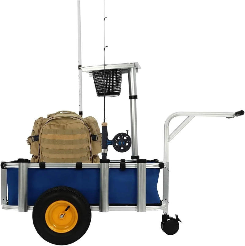 Fishing Cart, Pneumatic Tires, Beach Trailer with Large Cargo Basket, 176lbs Load Capacity, 35.4 * 15.7 * 9.8in Beach Cart Wagon，for Picnic S3760