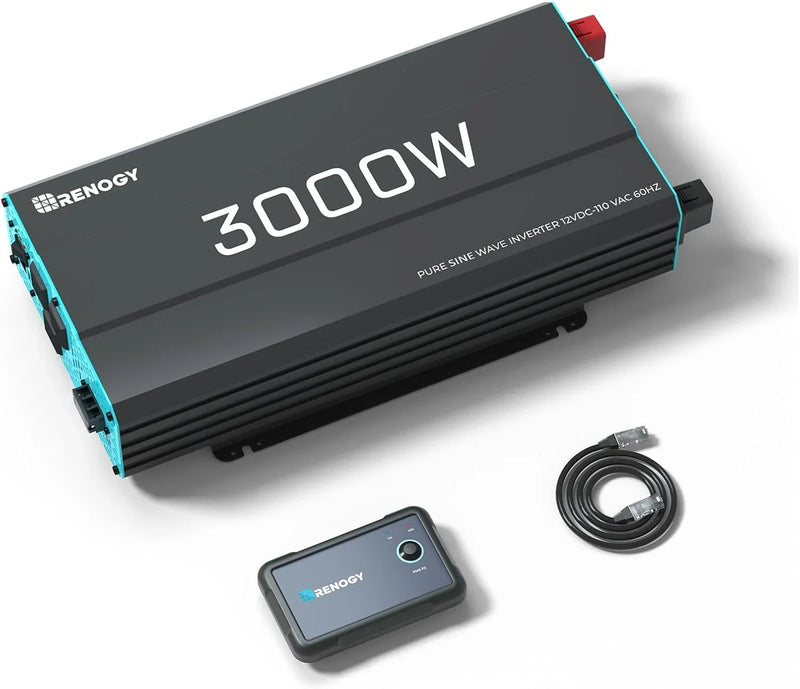 3000W Pure Sine Wave Inverter 12V DC to 120V AC Converter for Home, RV, Truck, Off-Grid Solar Power Inverter 12V to 110V with Built-in 5V/2.1A USB / Hardwire Port, Remote Controller G9590