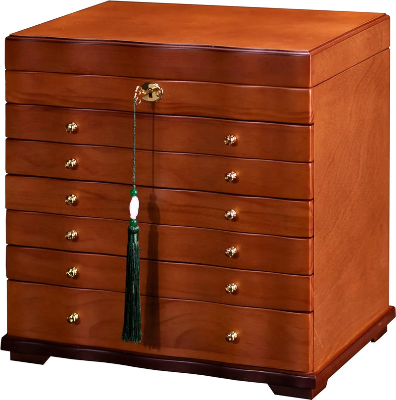 Wooden Jewelry Box,jewelry boxes for women large jewlrey box&organizers with necklace hanger,jewerly organizer,jewelry holder organizer,9-layer large capacity jewelry storage box U4980