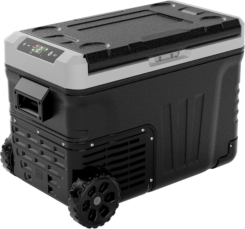 EUHOMY 12 Volt Refrigerator, 37QT(35L) Electric Cooler, Portable Freezer 12V/24V DC 110-240V AC, 12V Fridge -4--~68--, 12V Cooler with Wheels & 2 Baskets for Travel, Truck, Boat, Camping M4011