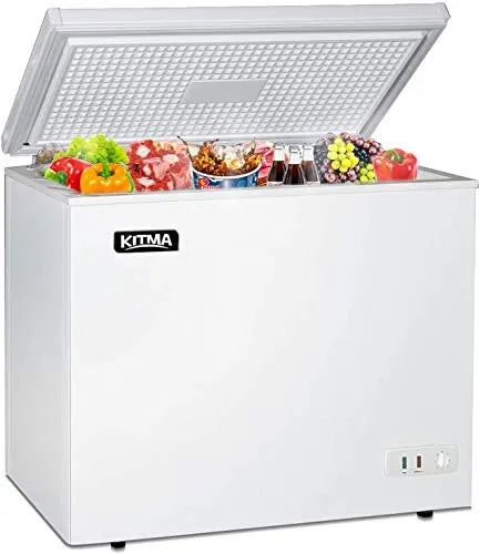 Commercial Top Chest Freezer 7 Cu. Ft - Deep Ice Cream Freezer with Wire Storage Basket, Solid Door, for Groceries, Kitchen, Restaurant White N9259