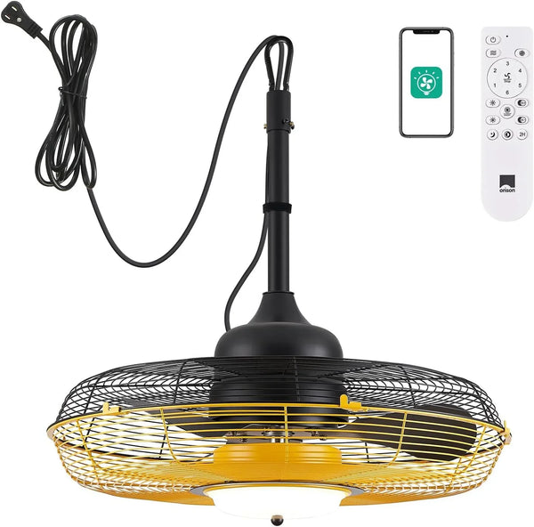 Outdoor Ceiling Fan with Light, Plug in Ceiling Fan with Remote, Gazebo Fans Outdoor Hanging for Patios Waterproof, Wet Rated Hanging Fan with App Control R2847