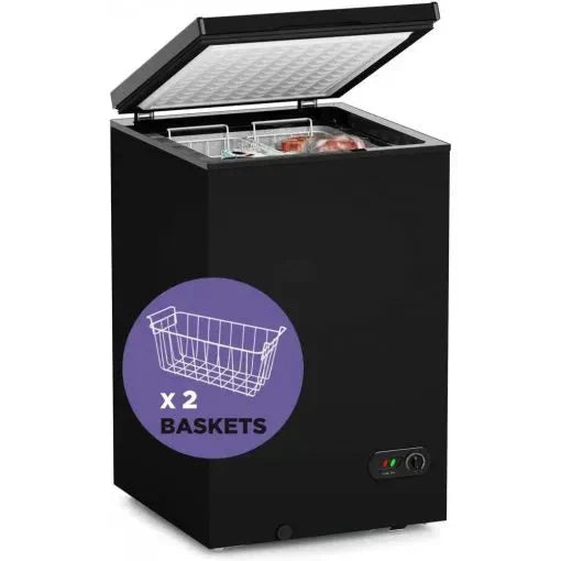 Chest Freezer – 3.5 Cu Ft with 2 Removable Baskets – Reach In Freezer Chest – Quiet Compact Freezer – 7 Temperature Settings – Black Y6376