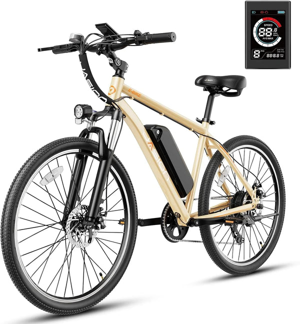 EB5 Electric Bike for Adults with Peak 500W Brushless Motor, 40Miles 20MPH Commuting Electric Mountain Bike with 360Wh Removable Battery, 7-Speed, 26" Tires and Front Fork Suspension N8321