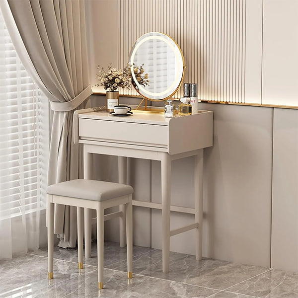 Makeup Vanity Desk with Drawers with Cushioned Stool Modern Vanity Desk Bedroom Vanity Set with Detachable Mirror and Makeup Box for Bedroom Girls Women H7777