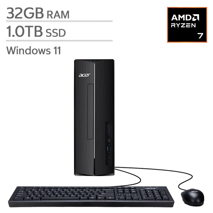 Acer Aspire Slim Desktop, AMD Ryzen 7 7730U - 32GB RAM, 1TB SSD O7608