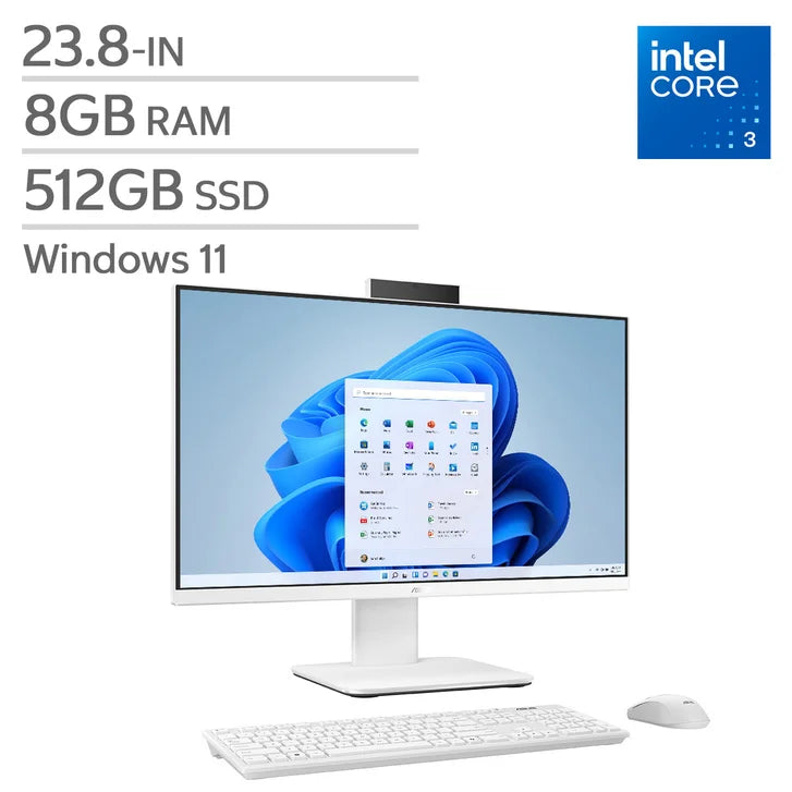 ASUS 23.8-in All-in-One Desktop, Intel Core i3-1315U - 8GB RAM, 512 GB SSD R1047