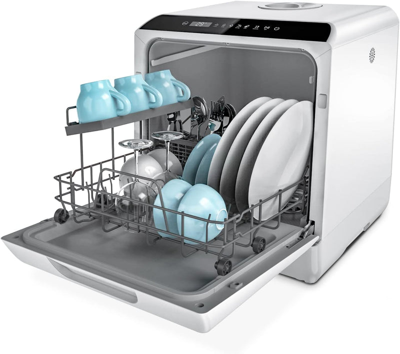 Countertop Dishwasher, 5 Washing Programs Portable Dishwasher With 5-Liter Built-in Water Tank For Glass Door X3601