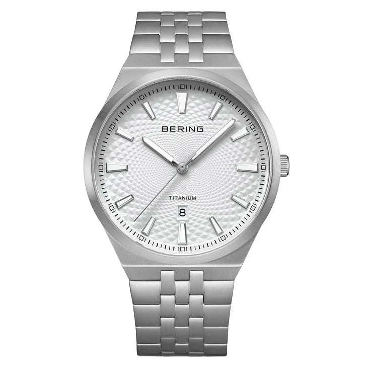 Bering Titanium White Silver-tone Guilloche Dial Men's Watch D4212