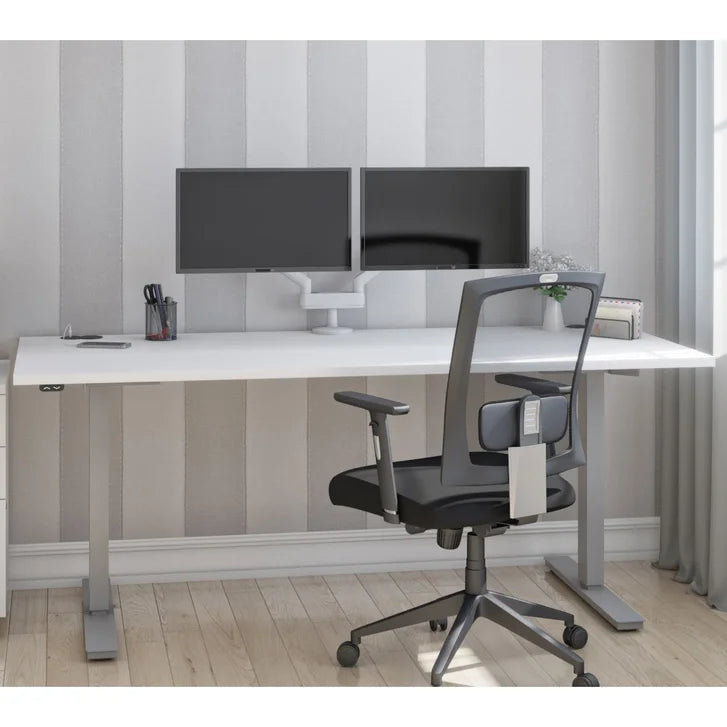 Bestar Upstand 76.2 cm x 182.9 cm (30 in. x 72 in.) Height Adjustable Desk with Dual Monitor Arm A8676