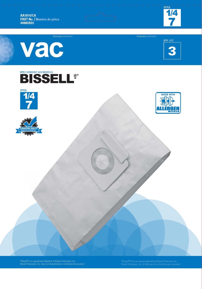 Bissell Type 1, 4 & 7 Replacement Allergen Vacuum Cleaner Bags, 3-pk R9599