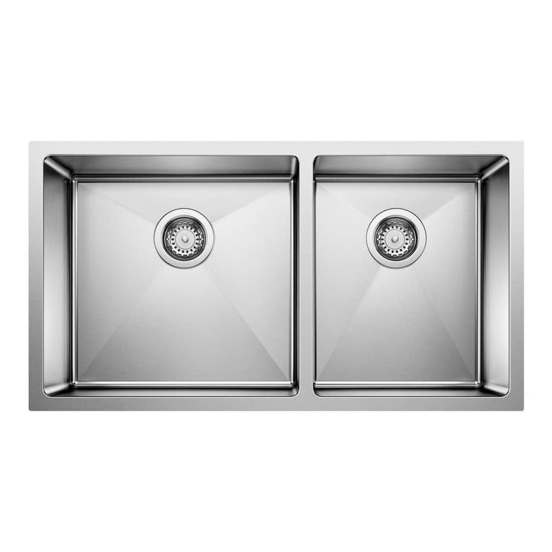 Quatrus R15 33-in 60/40 Double Bowl Undermount Stainless Steel Kitchen Sink B7775