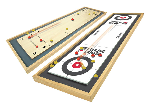 Canada Curling Game, Deluxe Wood 2-in-1 Double Sided Giant Table Top Game Set, 47-in, Ages 6+ W5060