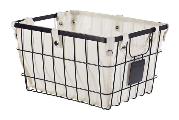 Wren Rectangular Wire & Fabric Basket, Assorted Sizes S5305