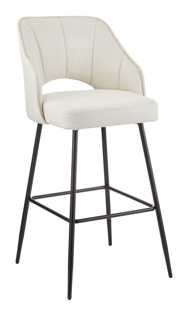Yael Elegant Elevated Bar Stool with Back Rest, Creme H2325