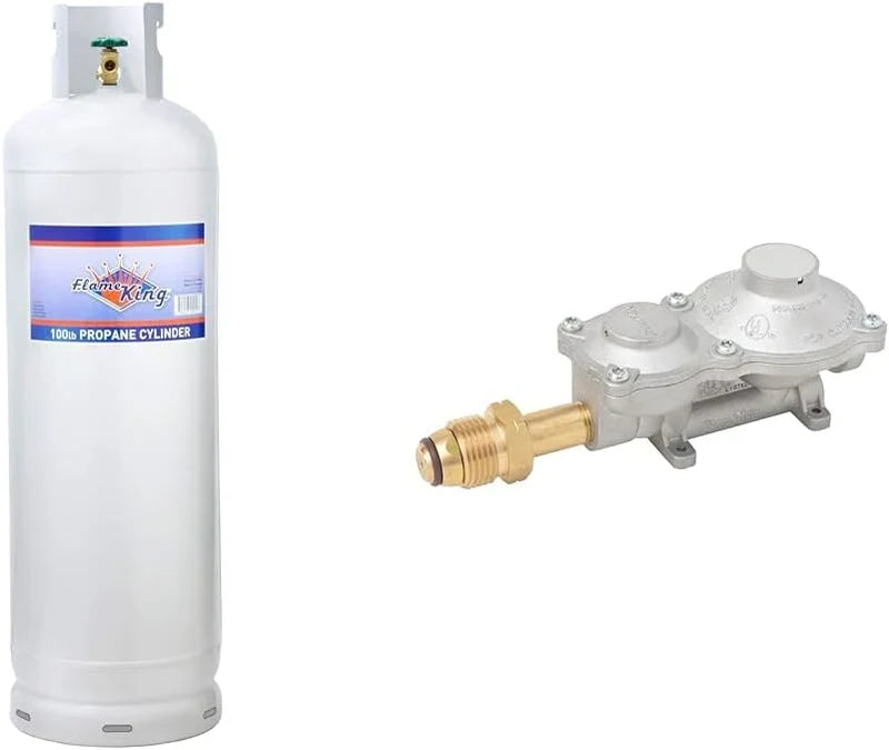 Steel Propane Tank Cylinder with POL Valve and Collar, Great for Mixed Heating Systems, Home fireplaces, Dryers and Grills-Flame King A2516