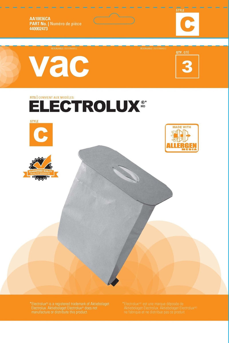 Electrolux Type C Replacement Allergen Vacuum Cleaner Bags, 3-pk Z128