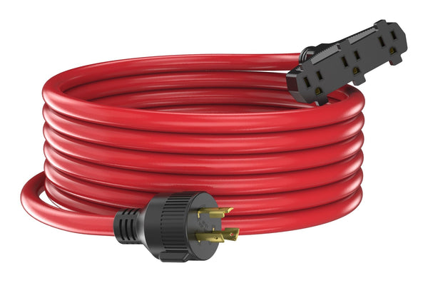 30A 25-ft Triple-Outlet Extension Cord, Red O9585