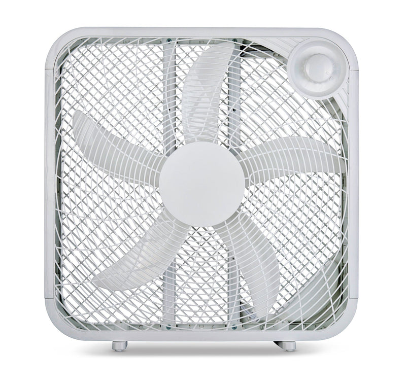 Plastic 5-Blade Portable Box/Floor Fan, 2-Speed, White, 20-in Q9425