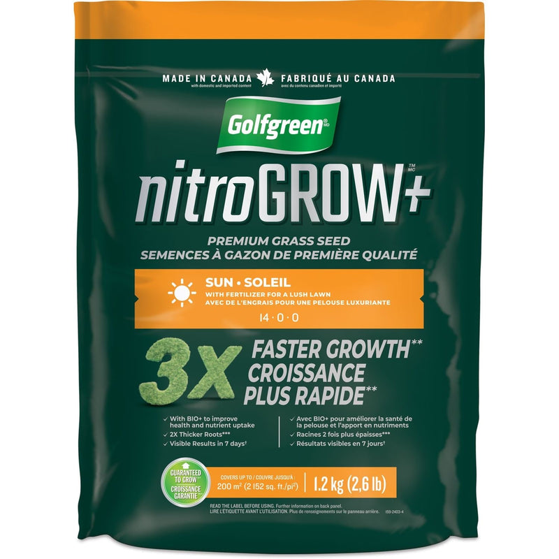 Nitrogrow+ Premium Nitrogen Enriched Sun Grass Seed with Fertilizer, 14-0-0, 1.2kg N8164
