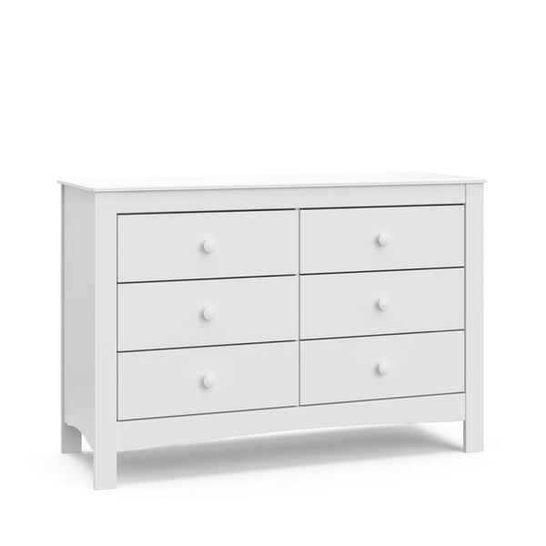 Noah 6-Drawer White Interlocking Double Dresser/Chest R1491