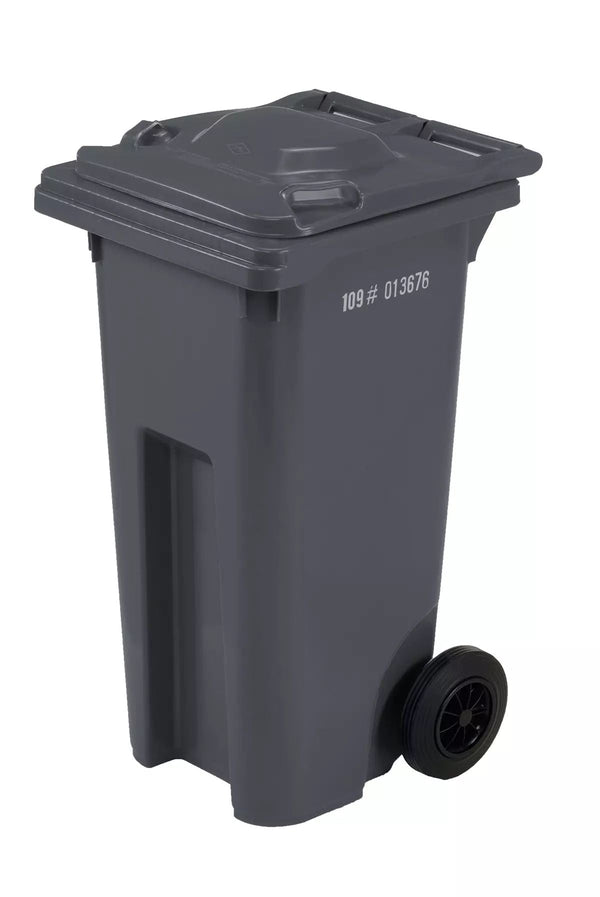 Mastercart Plastic Rectangular Wheeled Garbage Can, Black, 120-L I3487