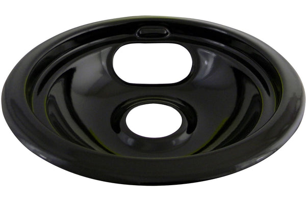 62243 Porcelain Stove Drip Pan with Trim Ring, Dishwasher Safe, Black, 6-in G1183