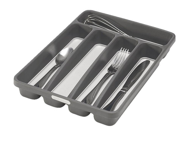 Madesmart Mini 5-Compartment Cutlery & Kitchen Utensil Drawer Organizer Tray/Holder, Grey K5598