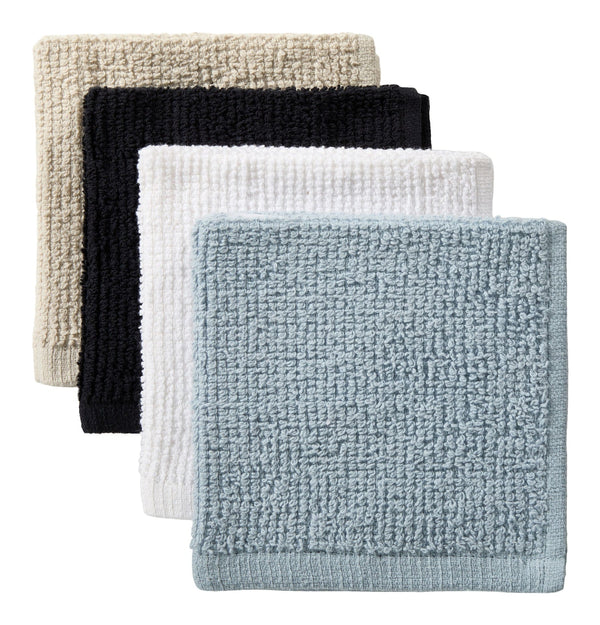 Bar Mop Dish Cloths, Black, Grey & Dusty Blue, 12-in, 8-pk O1028