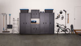 Heavy Duty Stackable Storage Box with Lid, 102-L, Black/Blue