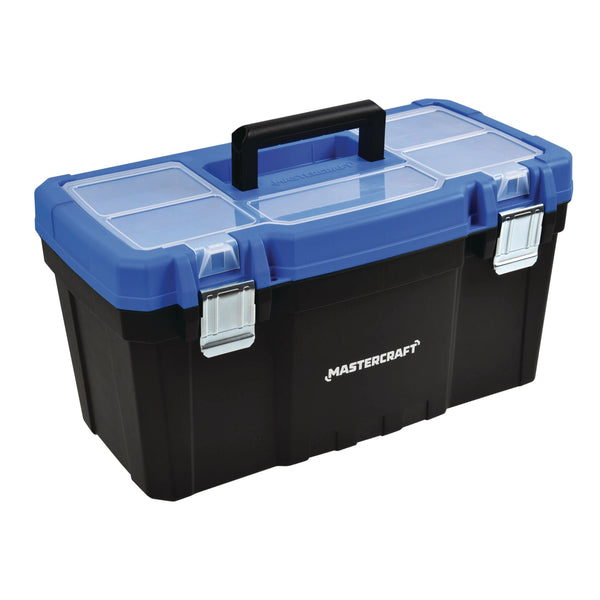 Portable Plastic Tool Box with Removable Tray & Tray Top, Blue, 22-in A0601