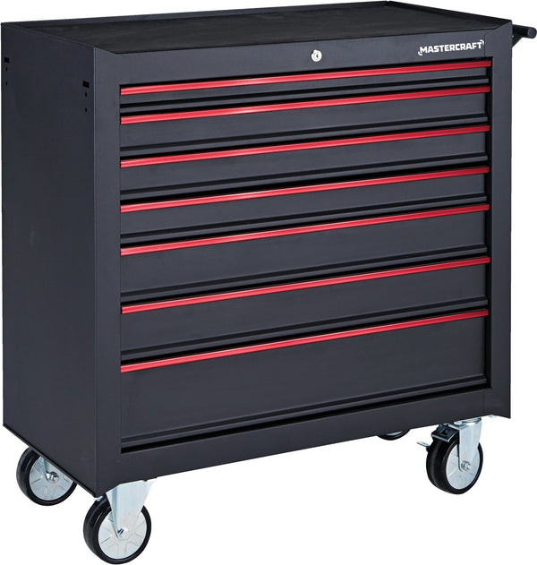 Rolling Tool Storage Cabinet with 7 Drawers, Black, 36-in C4345