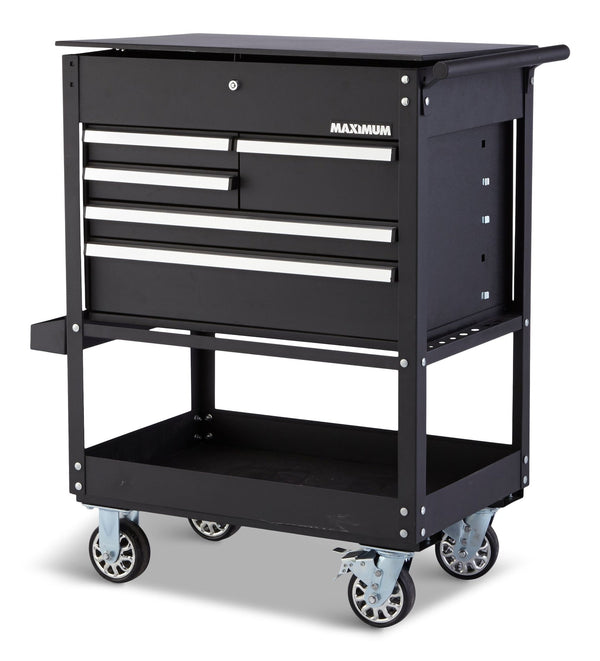 Rolling Mechanics Tool Cart with 5 Drawers, Black, 30-in M0864