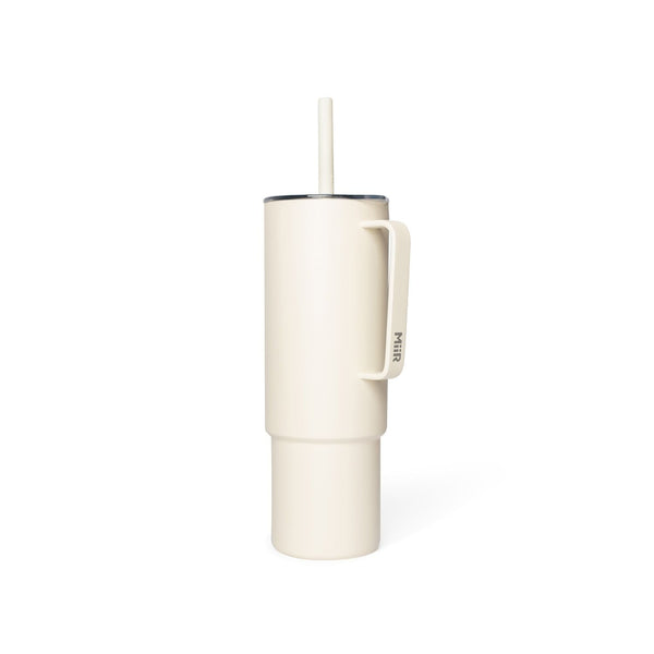 Stainless Steel Insulated All Day Straw Cup with Handle, Sandstone White, 32-oz H6475