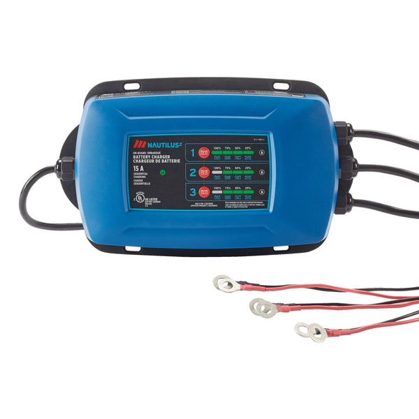 Nautilus 3-Bank Onboard Smart Battery Charger/Maintainer, Fully Automatic, 15-Amp, 12V W9024