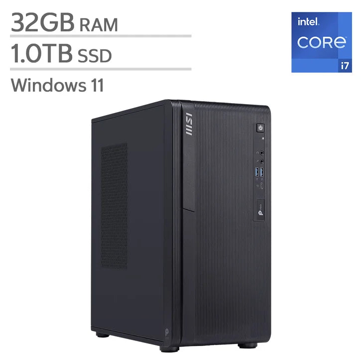 MSI PRO DP180 Desktop Computer, Intel Core i7-14700F - 32GB RAM, 1TB SSD, 8GB NVIDIA GeForce RTX 5060 B8934