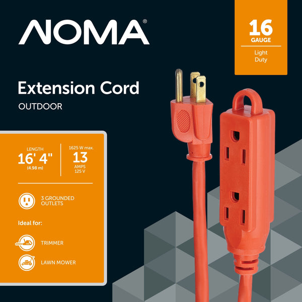 16-ft 5-in 16/3 Outdoor Extension Cord with 3 Grounded Outlets A6829