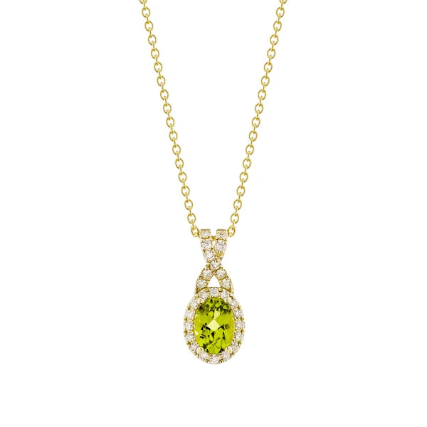 Oval Cut Peridot and Diamond Pendant (0.19 ctw) N4402