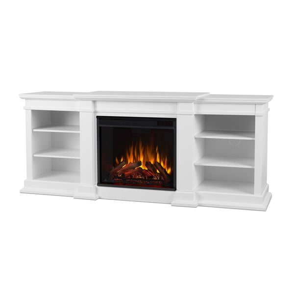 Fresno Electric Media Indoor Electric Fireplace TV Stand, 72-in, 1500W, White H6637
