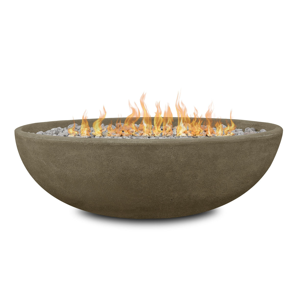 Riverside Oval Concrete Propane Fire Pit in Glacier Gray, 48-in