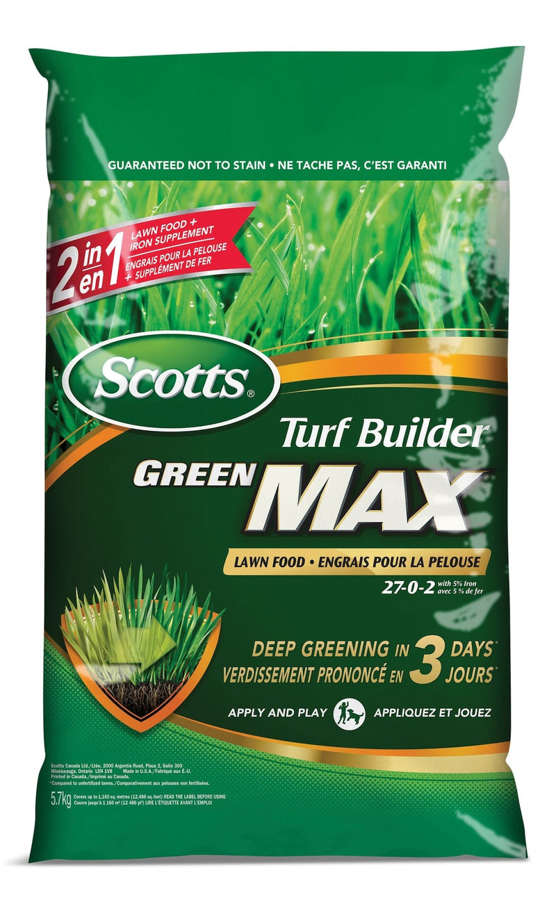 Turf Builder Green MAX Lawn Fertilizer, 27-0-2, 350-m2 A4611