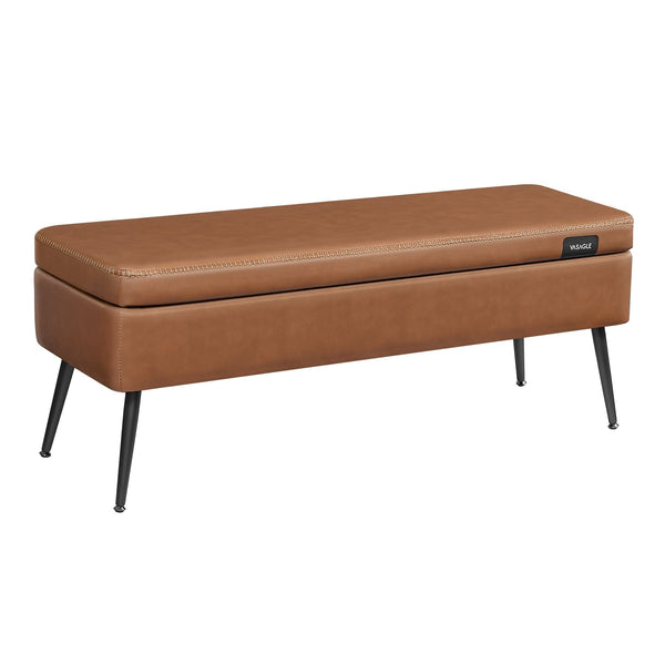 Home Caramel Brown Storage Bench with Steel Legs N6319