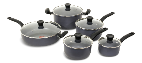 Hard Titanium Cookware Set, Non-stick, Dishwasher & Oven Safe, Grey, 10-pc Z6285