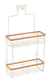 Cubina Over-The-Shower 2-Tier Shower Caddy with Hook, White/Natural