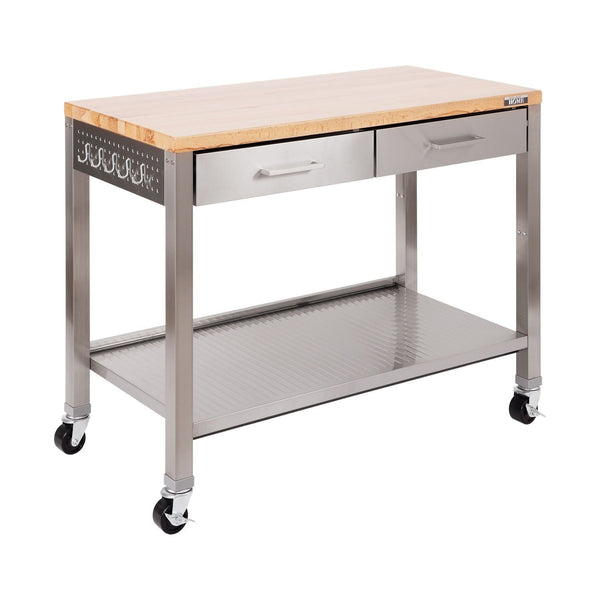 Work Center Island Table, Stainless Steel, 48-in x 24-in x 36-in U6799