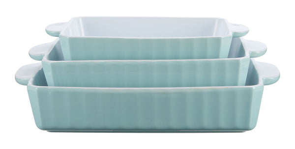Rectangular White/Blue Bake Set, 3-pc J3446