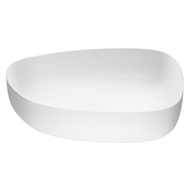 Peony Matte Stone Novelty Composite Vessel Bathroom Sink/Basin with Deep Bowl, White R969